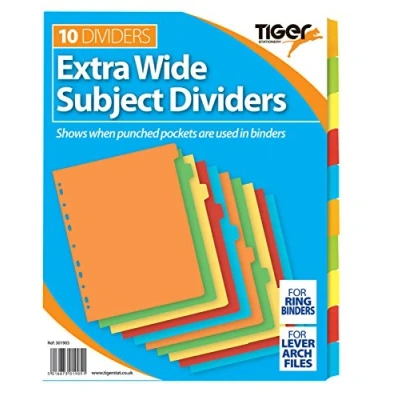 Image of A4 10 Part Extra Wide Colour Coded Strong Filing Subject Tabbed Index Dividers