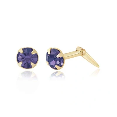 Image of 9ct yellow gold 3mm round tanzanite crystal Andralok stud earrings/Gift box