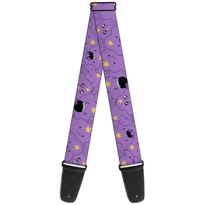Image of Buckle Down Cartoon Network Guitar Strap, Adventure Time Lumpy Space Princess Expression Stack Lavender, 2 Inches Wide, Purple, 2&quot; Wide 29 54&quot; Length
