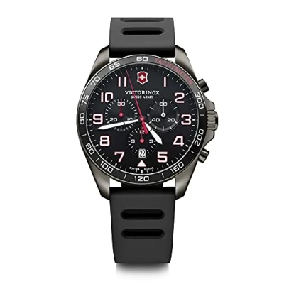 Image of Victorinox Men’s Watch Fieldforce Sport Chrono Ø 42 mm, Swiss Made, Analogue Quartz, Water Resistant up to 100 m, Rubber Strap, Black