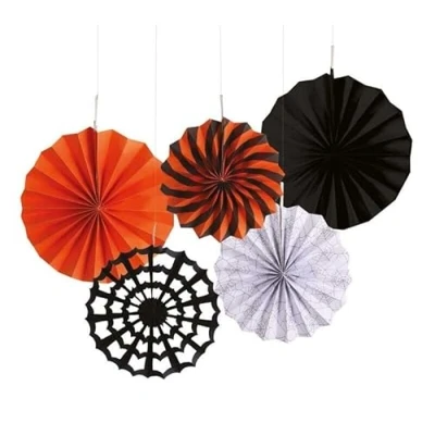 Image of Orbitron 5 Pcs Halloween Decorations Paper Fan Hanging Tissue Fans Fall Party Decor