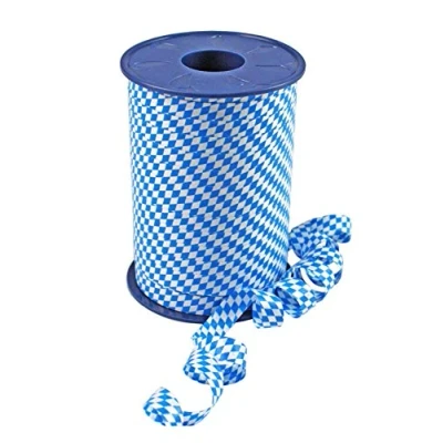 Image of Präsent Bavaria Printed Polyribbon, White/Blue, 10 mm 250 m