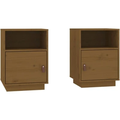 Image of vidaXL Bedside Cabinets 2 pcs Honey Brown 40x34x55 cm Solid Wood Pine