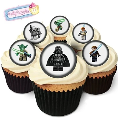 Image of Holly Cupcakes 24 Edible Pre Cut Wafer Round Cake Toppers: 6 Figures inspired by &#039;Starwars&#039;