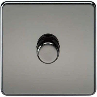 Image of KnightsBridge 1G 2 way 10 200W (5 150W LED) Intelligent Screwless Dimmer Black Nickel