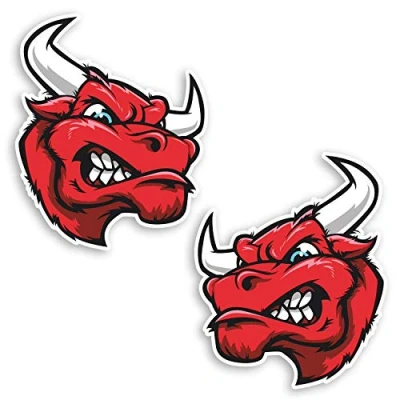 Image of 2 x 10cm Red Angry Bull Vinyl Stickers Cow Laptop Bike Sticker #34579 (10cm Tall)