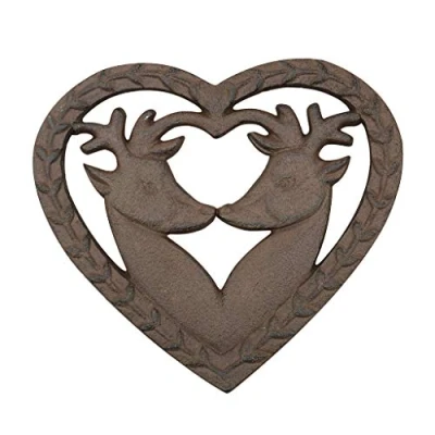 Image of Cast Iron Trivet Woodland Deer Non Slip Mat for Hot Pans