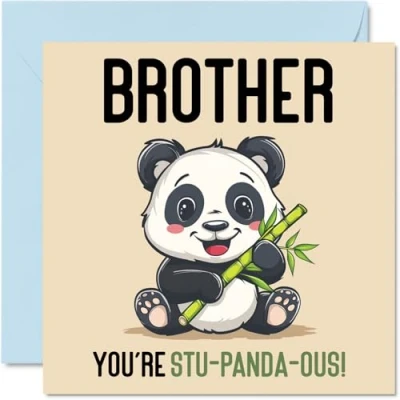 Image of Birthday Cards for Brother Stu Panda ous Funny Happy Card from Sister, Sibling Gifts, 145mm x Joke Greeting Men Him