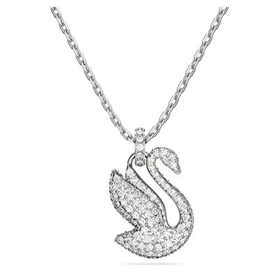 Image of Swarovski Iconic Swan pendant, Swan, Small, White, Rhodium plated