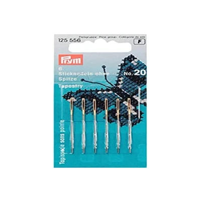 Image of Prym Embroidery Needles Tapestry Blunt Point No. 20 Silver col with Gold Eye 1.00 x 43 mm