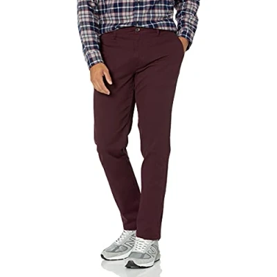 Image of Amazon Essentials Men&#039;s Skinny Fit Casual Stretch Chino Trouser, Burgundy, 33W / 32L