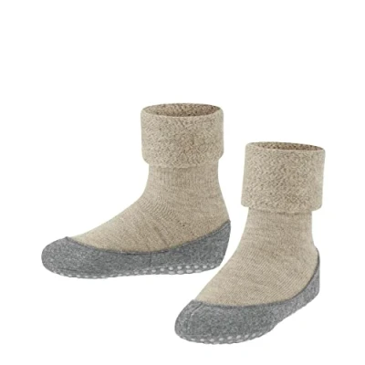 Image of FALKE Unisex Kid&#039;s Cosyshoe Minis K HP Wool Grips On Sole 1 Pair Socks, Beige (Sand Melange 4651), 9 10