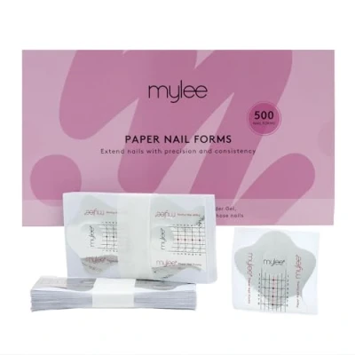 Image of Mylee 500Pcs Nail Paper Forms, Professional Art Tools for Extensions, Self adhesive Modelling Stencils, Use with Polymer Gel, Builder Gel &amp; Acrylic, DIY Sticker Guide, Manicure Design
