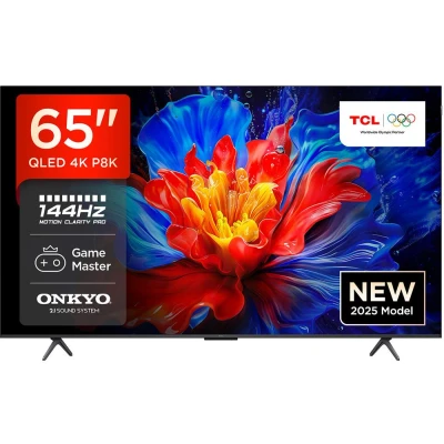 Image of 65&quot; TCL 65P8K Smart 4K Ultra HD HDR QLED TV, Silver/Grey