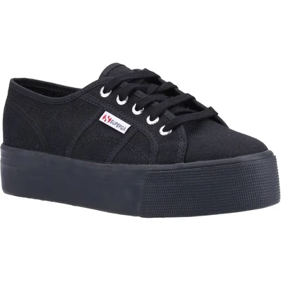 Image of Superga Platform Trainers, Size: 6.5, Full black Cotton