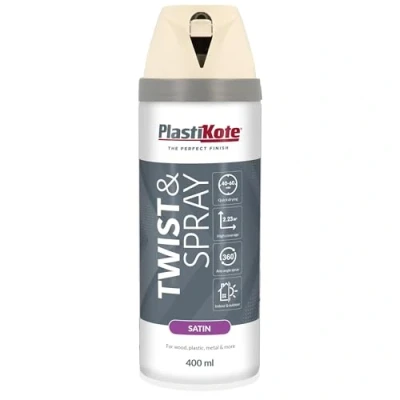Image of Plasti kote 22101 400ml Premium Spray Paint Satin White,Package may vary