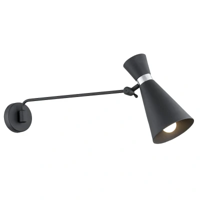 Image of Lukka Dome Wall Lamp Black Structure, Chrome