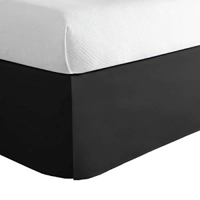Image of Lux Hotel Microfiber Tailored Style Bed Skirt with Classic 14 Inch Drop Length, Full, Black