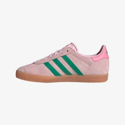 Image of adidas Originals Gazelle Trainers for kids, Size: 3, Clear pink court green bliss Suede