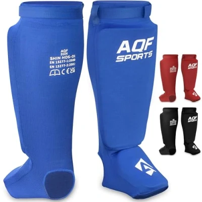 Image of AQF MMA Shin Instep Foam Elastic Cloth Pad Support Boxing Leg guards Foot Protective Gear Kickboxing
