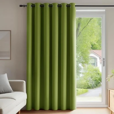 Image of Deconovo Blackout Curtains Thermal Insulated Room Darkening Eyelet Energy Saving Super Soft for Bedroom 79 x 110 Inch Grass 1 Panel