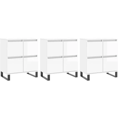 Image of vidaXL Sideboards 3 pcs High Gloss White Engineered Wood
