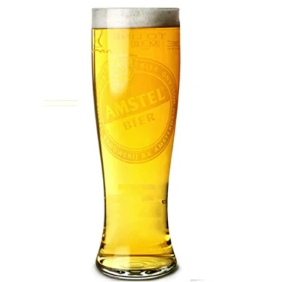 Image of Personalised Amstel Pilsner 2/3 Pint Schooner Beer Lager Glass Engraved Gift Enter Your Own Custom Text