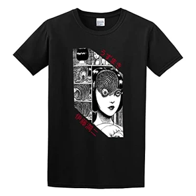 Image of Horror Junji Ito Tomie Anime Uzumaki Comic T Shirt Black Mens Tees M