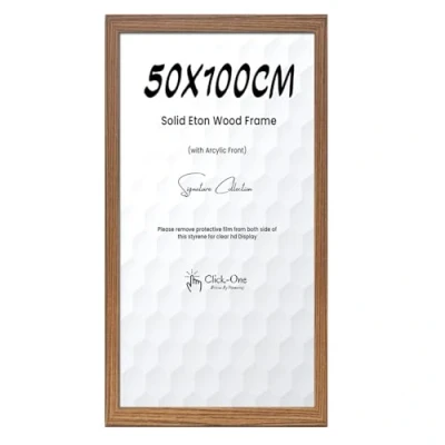 Image of Click One Photo Frames PDQ, Eton Wall Hanging 50x100cm Durable &amp; Classic Look Mounting Posters Picture Frame Perfect Portrait and Landscape Display (Oak)