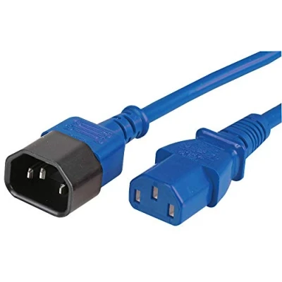 Image of Pro Elec PELR0011 IEC male C14 to Female C13 Extension Lead, Blue, 5 m, 10A, 250V