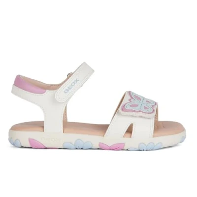 Image of Geox J Sandal Haiti Girl, White Dk Pink, 1 UK