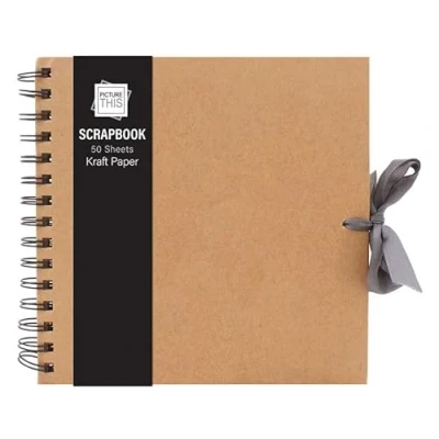 Image of MantraRaj Medium Scrapbook 50 Kraft Paper Scrap Book DIY Scrapbooking Instax Mini Photo Journal Album Perfect for Wedding, Anniversary, Birthday, Travel, Friends, Baby, Gift (Medium, Brown)