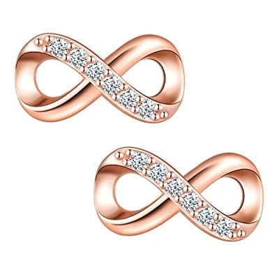 Image of MICGIGI Women&#039;s 925 Sterling Silver Stud Earrings Infinity Symbol Cubic Zirconia Earrings,
