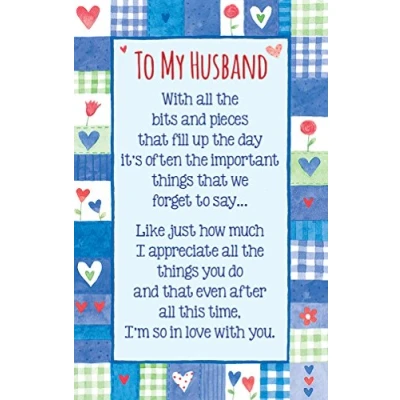 Image of Heartwarmers To My Husband Keepsake Card &amp; Envelope 3.5&quot; x 2&quot; Code K109E