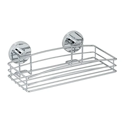 Image of WENKO 20883100 Vacuum Loc® wall shelf fixing without drilling, Steel, 26 x 6.5 14 cm, Chrome