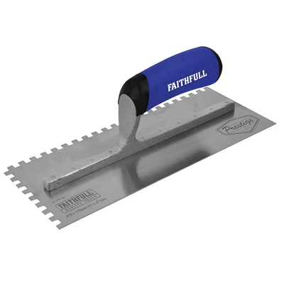 Image of Faithfull FAIPTNT11SS Prestige Stainless Steel Notched (6 mm) Tiling Trowel 275 x 115 mm (11 Inch)