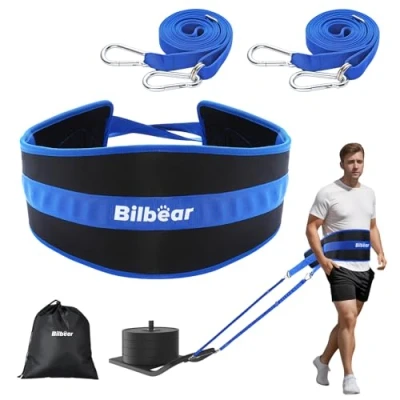 Image of Bilbear Sled Pulling Belt,Adjustable Training Waist Belt,Belt for Pulling,Weight Pull Belt Tire Pulling,Squat,Leg Muscles Strength Training,Resistance Training,Core Power Workout (Blue)