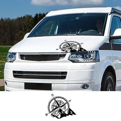 Image of RWRAPS Car Stickers Camper Van Compass Graphics Vinyl Decals,Fit for VW Transporter T4 T5 T6 Multivan Caravelle Accessories
