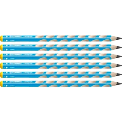 Image of STABILO Ergonomic Graphite Pencil EASYgraph Left Handed Pack of 6 Blue HB