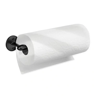 Image of iDesign 9437 Kitchen Roll Holder Wall Mounted, Practical Metal Paper Towel for or Cabinet, Versatile Under Sink Storage, Matte Black