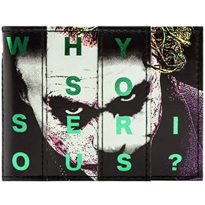 Image of The Dark Knight Joker Why So Serious? Wallet Bi Fold ID &amp; Card Holder, Black
