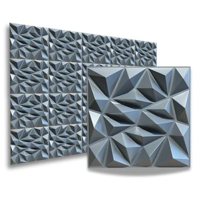 Image of 50 x cm 3 m² 3D Panels PVC Plastic Pack of 12 Wall Gaming Room Ceiling Look Diamond Brushed