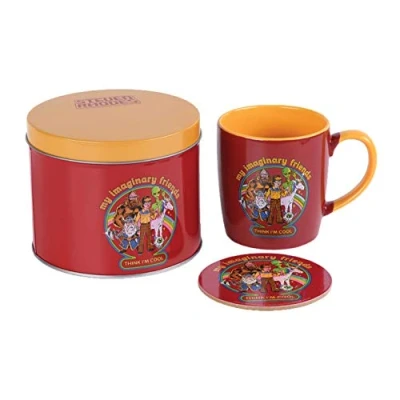 Image of Pyramid International Steven Rhodes Mug and Coaster Gift tin Set My Imaginary Friends Official One Size