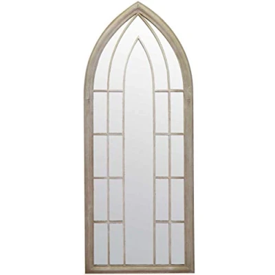 Image of MirrorOutlet New Large Gothic Designed Arched Outside Garden Wall Mirror 4ft11 x 2ft, Silver, 150x61,GMA012