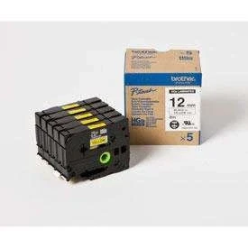 Image of Brother HGE631V5 Black on Yellow 12mm 8M x High Grade Tape 5 pack