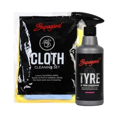 Image of Supagard Tyre &amp; Trim Dressing, 500ml Spray On Shine for a High Gloss Matte Finish Back to Black Restorer Tires, Bumpers Rubber Instant Wet Look Protection, Easy Application