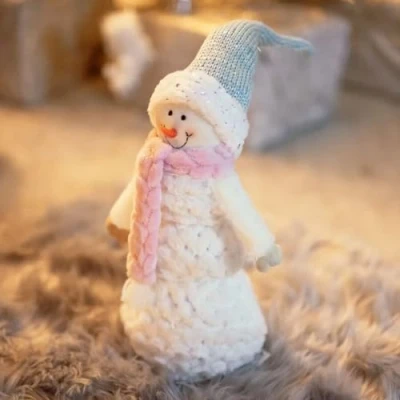 Image of Marco Paul Christmas Large Plush Snowman Decoration Soft Touch Festive Decorations Free Standing Decorative Fabric Figurine Indoor Ornaments Xmas Home Decor 55cm