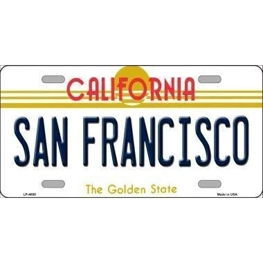 Image of DOGT San Francisco California Novelty Metal License Plate Vintage TIN SIGN Size: Approx. 20 * 30cm/ 7.8 11.8 inch(L W)