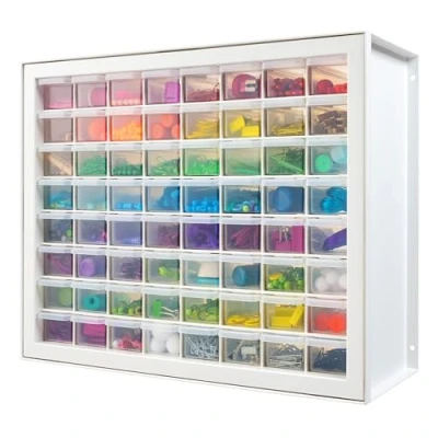 Image of IRIS Sewing and Craft Parts Storage Cabinet, White, 64 Drawer