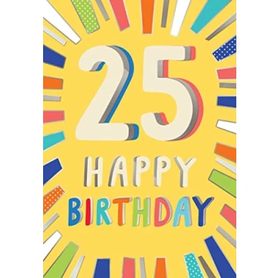 Image of Piccadilly Greetings 25th Birthday Milestone Card Age 25, Approx. 7 x 5 inches